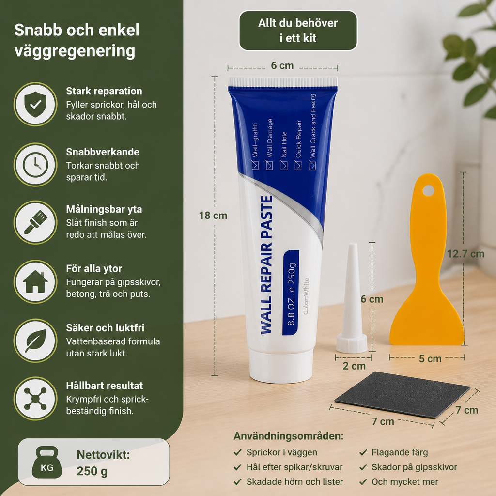 Instant Väggreparationskräm – Snabb Fyllning För Sprickor Och Hål