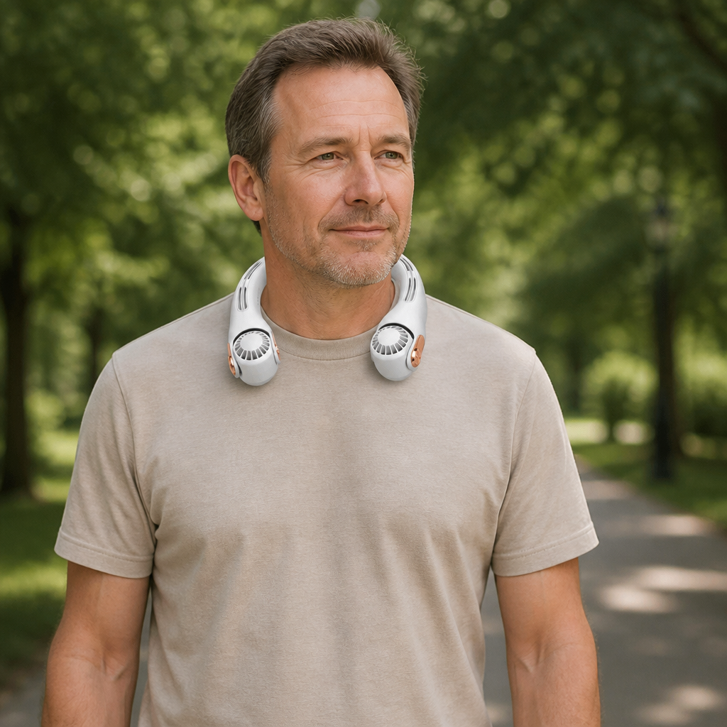 Bärbar Handsfree Halsfläkt med Kylande Effekt