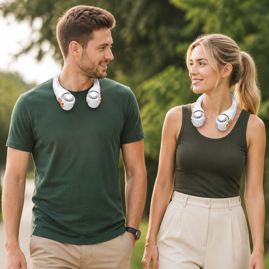 Bärbar Handsfree Halsfläkt med Kylande Effekt