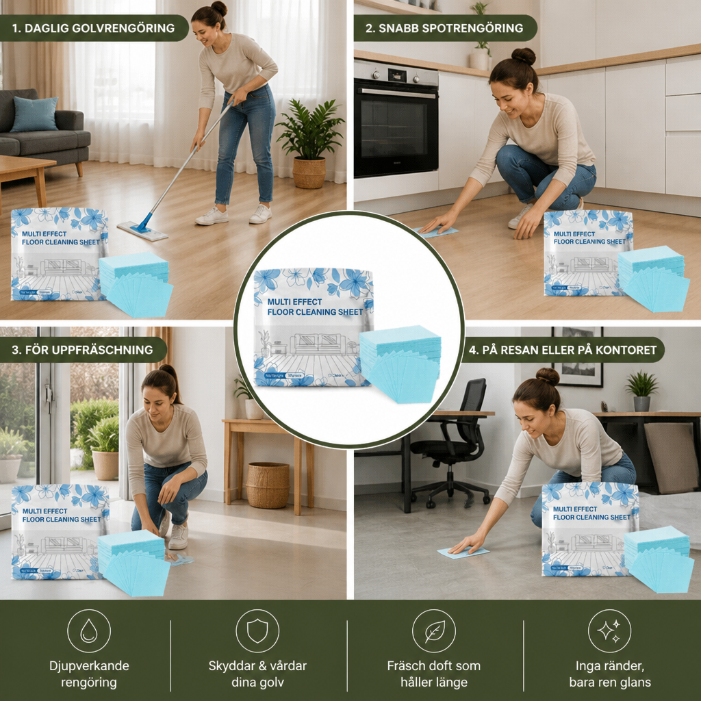 60-Pack Universella Golvrengöringsdukar för Trä, Kakel och Laminat