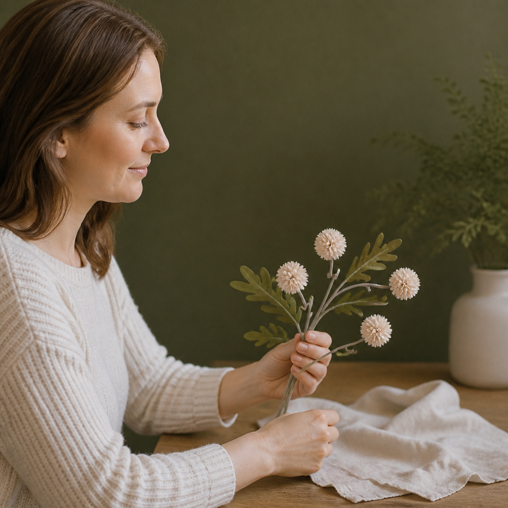 Konstgjord Krysantemum- och Eukalyptusblomsterarrangemang