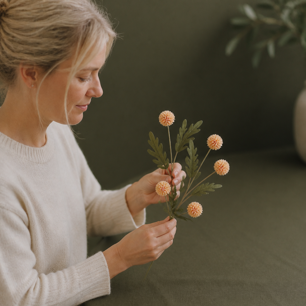 Konstgjord Krysantemum- och Eukalyptusblomsterarrangemang