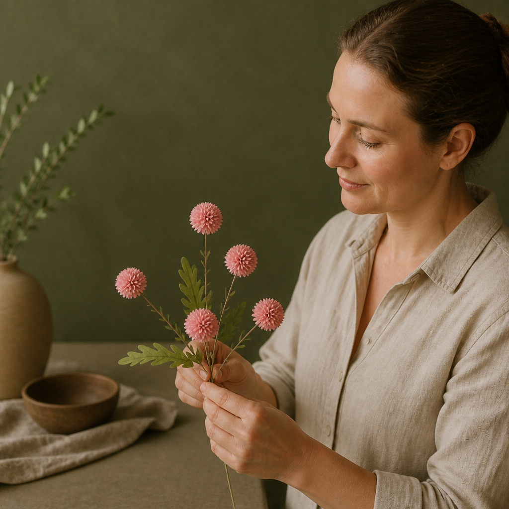 Konstgjord Krysantemum- och Eukalyptusblomsterarrangemang