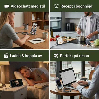 2-i-1 vikbar snabbladdningskabel och telefonställ