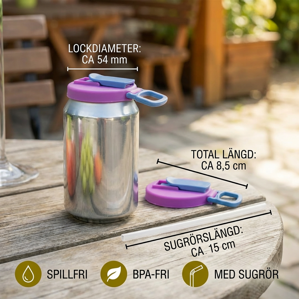2-i-1 återanvändbart silikonlock för burkar med sugrör – spillfritt dryckeslock för resor (2-pack)