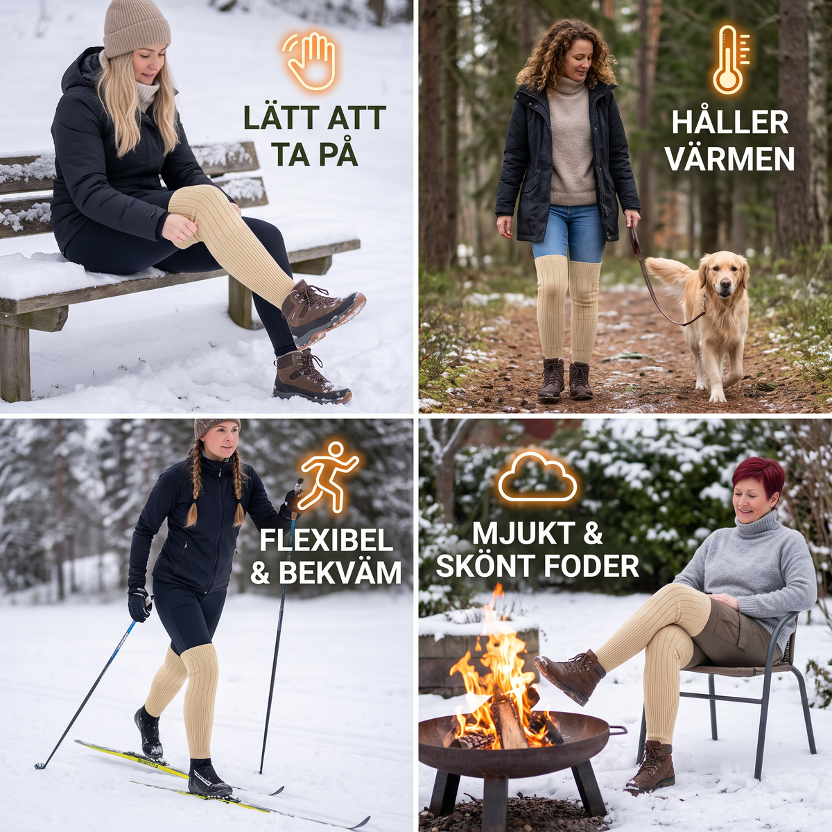 Universella Långa Knävärmare med Tjockt Foder i Konstpäls för Vintern