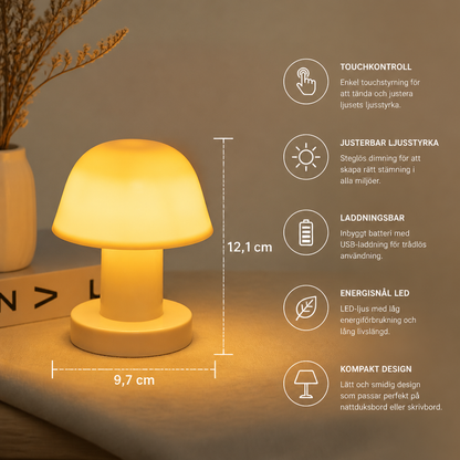 Mini Laddningsbar LED-Bordslampa i Svampform med Touchkontroll