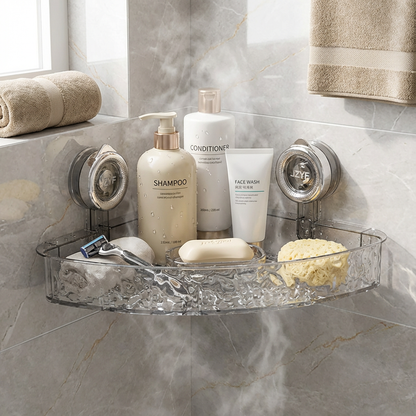 Badrumshörnregal med Sugkoppar