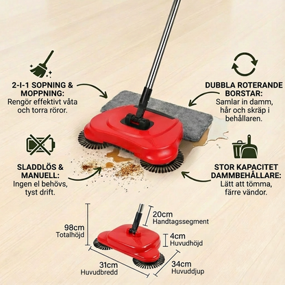 2-i-1 Dammsugare och Sopborste utan Ström