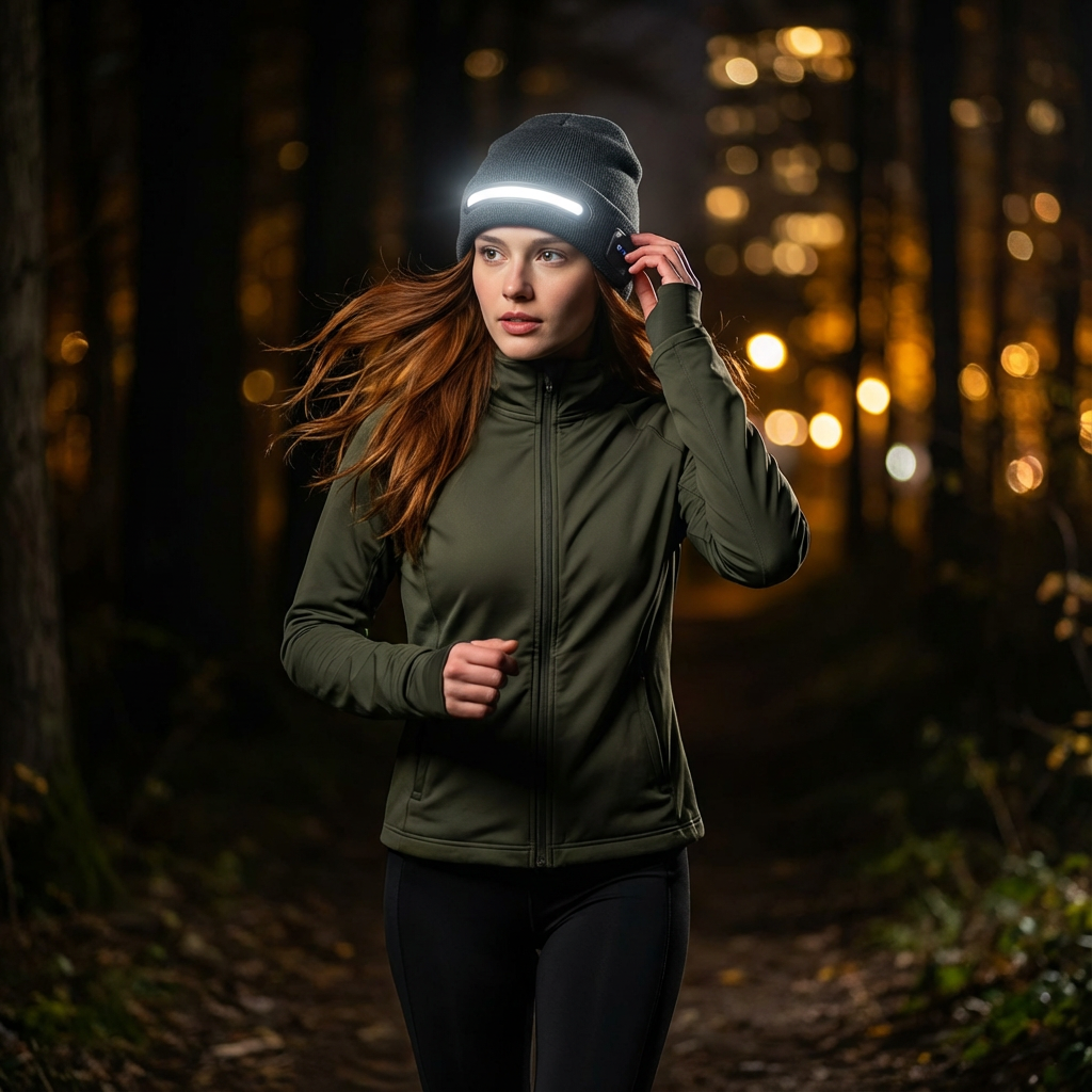 Varm Mössa Med Inbyggda Bluetooth-Hörlurar Och LED-Ljuslist