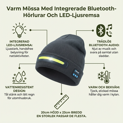 Varm Mössa Med Inbyggda Bluetooth-Hörlurar Och LED-Ljuslist