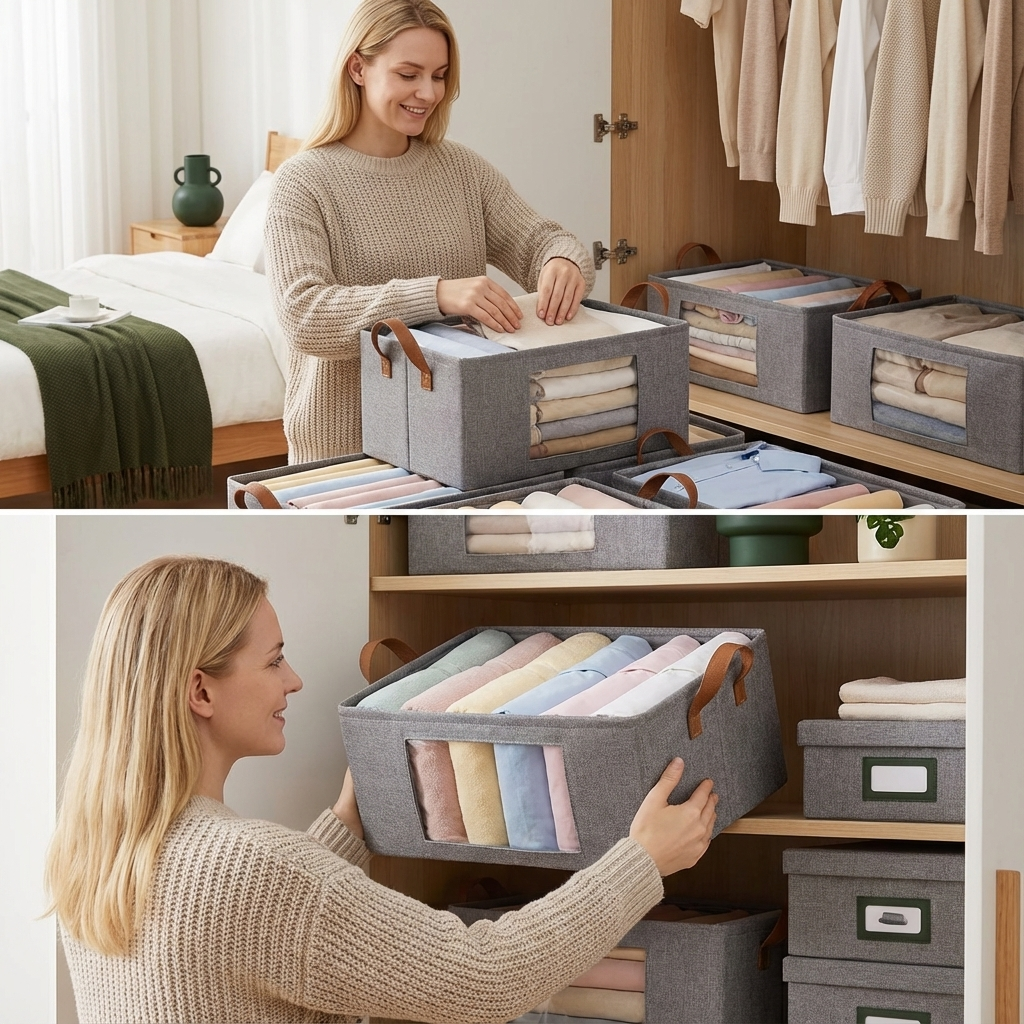 Hopfällbar Klädförvaringslåda med Handtag