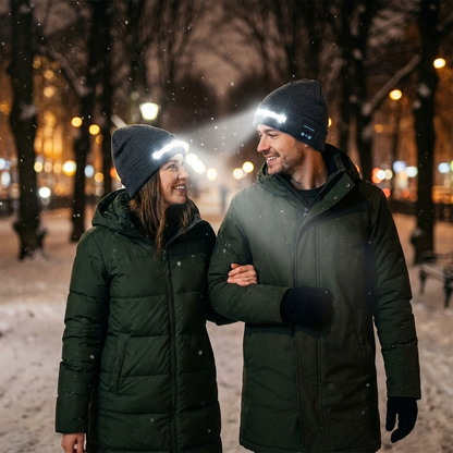 Varm Mössa Med Inbyggda Bluetooth-Hörlurar Och LED-Ljuslist