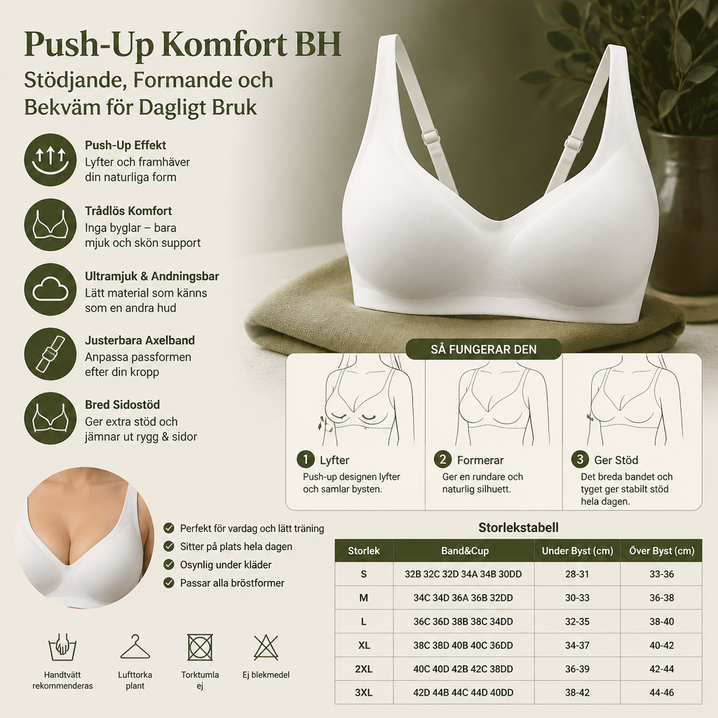 Push-Up Komfort BH – Stödjande, Formande och Bekväm för Dagligt Bruk