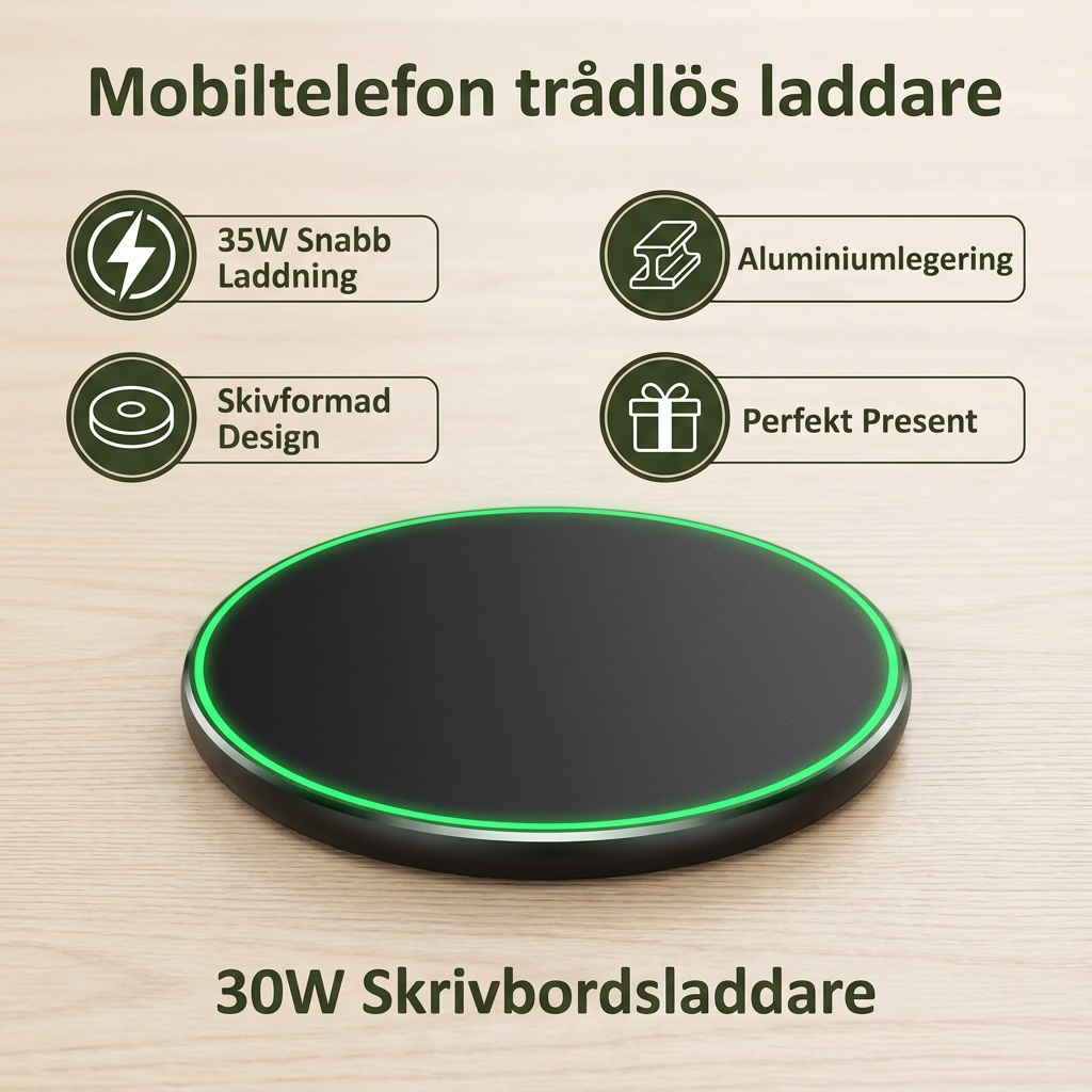 Trådlös Snabbladdningsplatta 30W För Smartphones