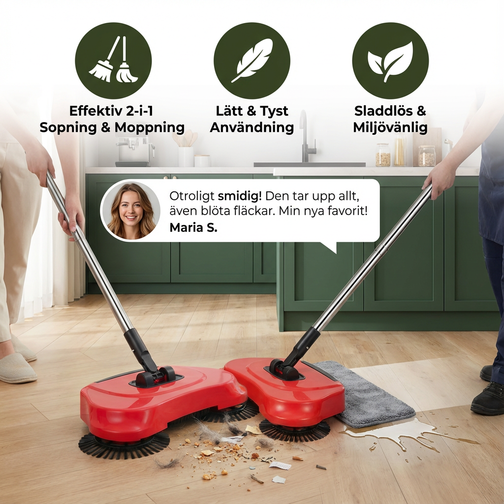 2-i-1 Dammsugare och Sopborste utan Ström