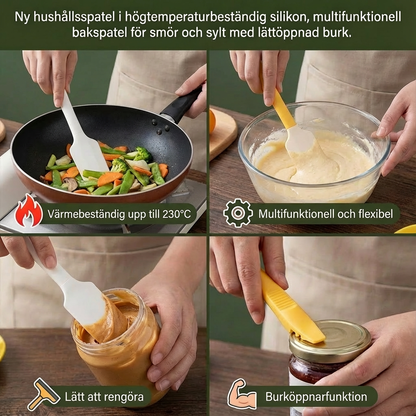 Multifunktionell värmebeständig mini-silikonspatel