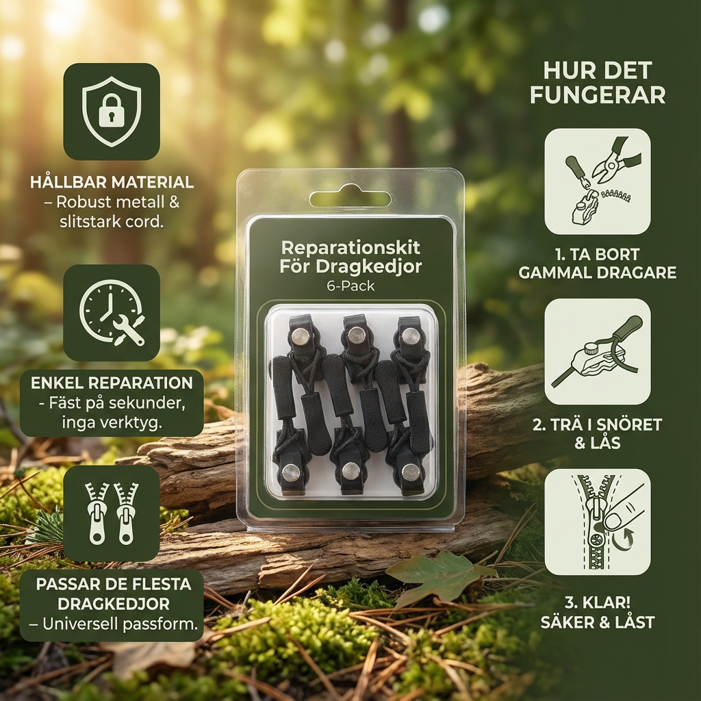 Dragkedjerapportskit 6-pack