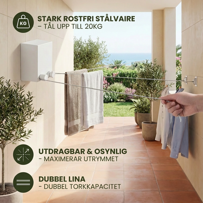 Praktisk Utdragbar Tvättlina