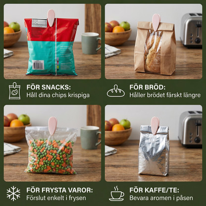 Blommig Påse Stängningsklämma – För Snacks och Livsmedelsförvaring (4-Pack)