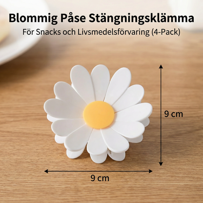 Blommig Påse Stängningsklämma – För Snacks och Livsmedelsförvaring (4-Pack)