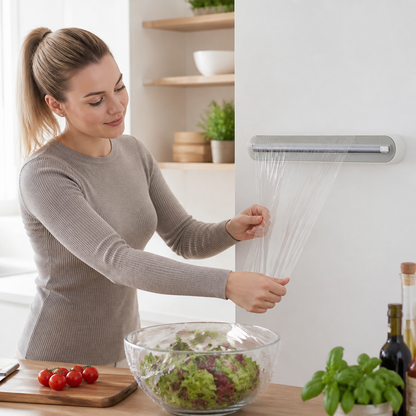 Magnetisk Väggmonterad Dispenser För Aluminiumfolie Och Plastfolie Med Säkerhetsskärare