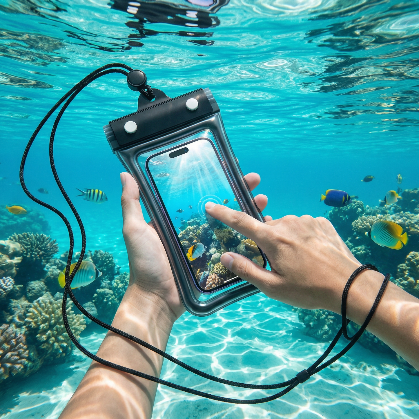 Vattentätt Mobilfodral – Transparent Touchscreen-väska med Axelrem för Strand, Simning & Dykning