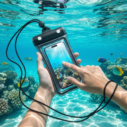 Vattentätt Mobilfodral – Transparent Touchscreen-väska med Axelrem för Strand, Simning & Dykning