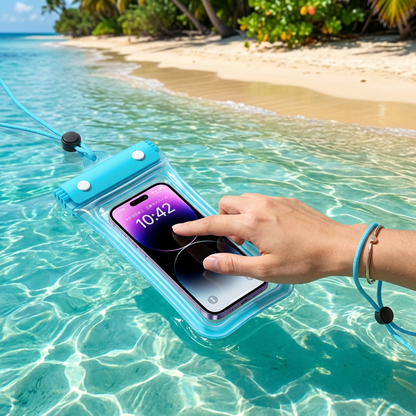 Vattentätt Mobilfodral – Transparent Touchscreen-väska med Axelrem för Strand, Simning & Dykning