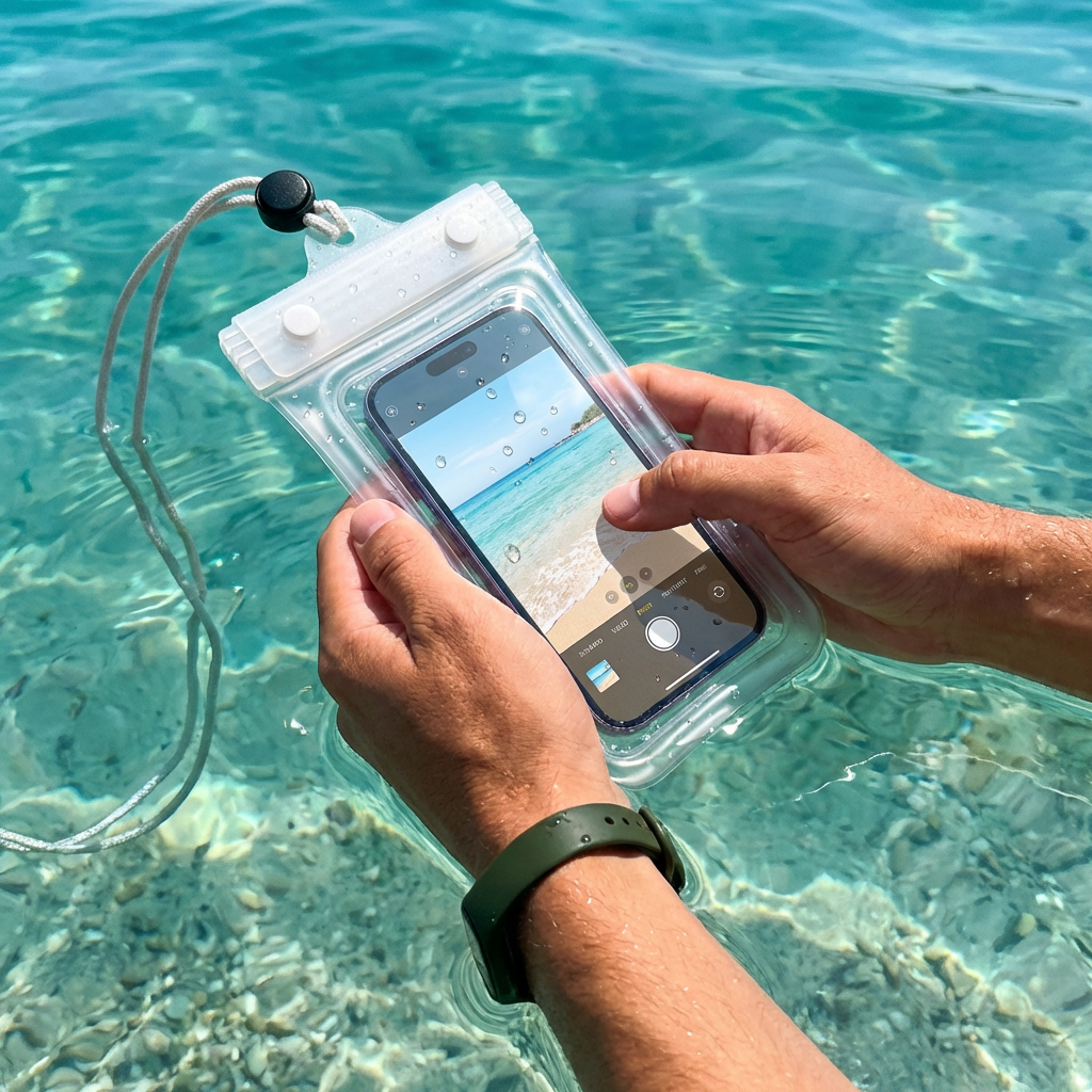 Vattentätt Mobilfodral – Transparent Touchscreen-väska med Axelrem för Strand, Simning & Dykning