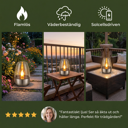 LED-solcellsljus – flamlös och väderbeständig för utomhusbruk