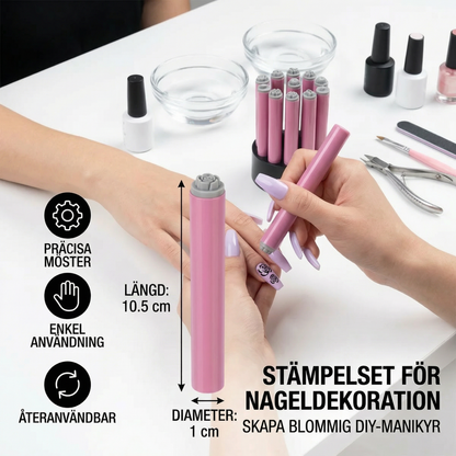 Stämpelset för Nageldekoration – Skapa Blommig DIY-Manikyr