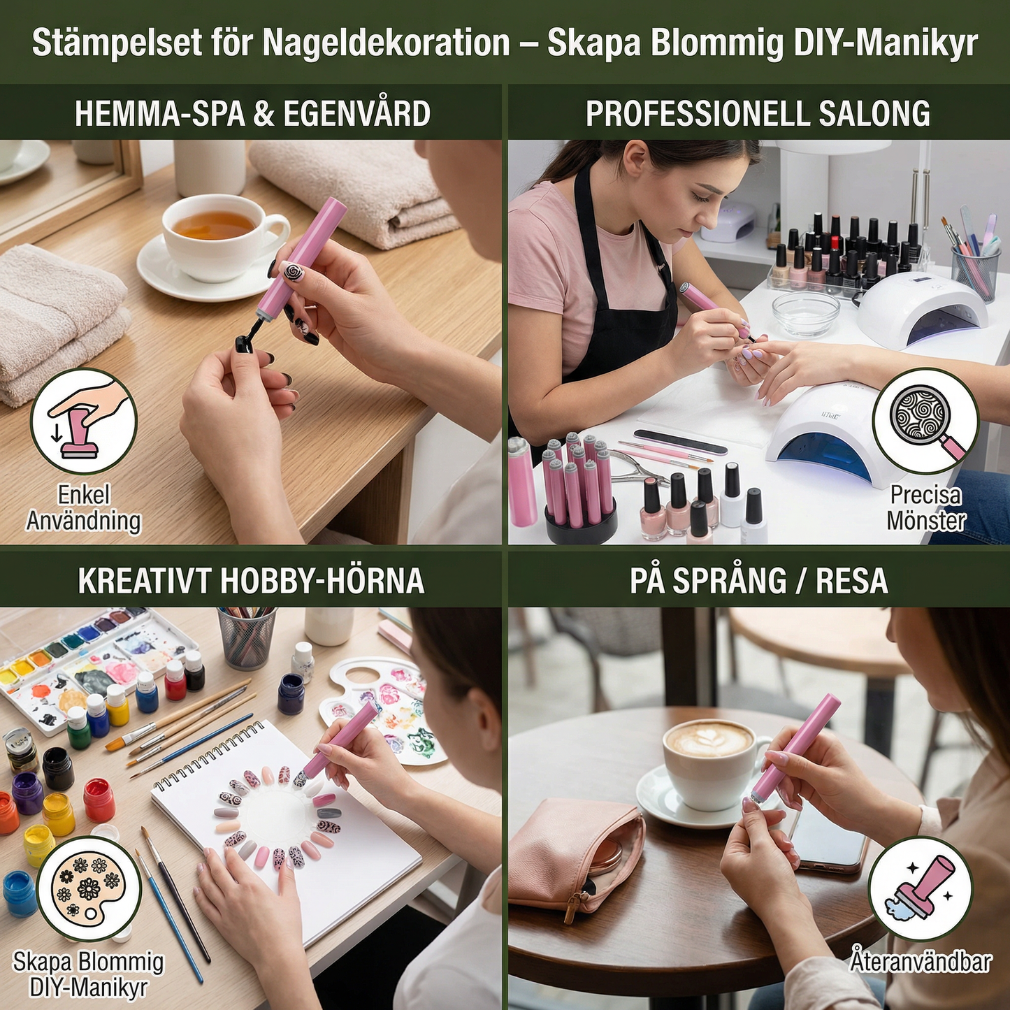 Stämpelset för Nageldekoration – Skapa Blommig DIY-Manikyr