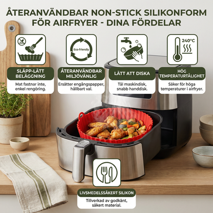 Återanvändbar non-stick silikonform för airfryer