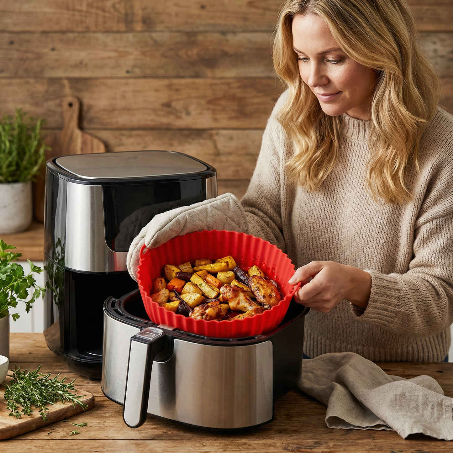 Återanvändbar non-stick silikonform för airfryer