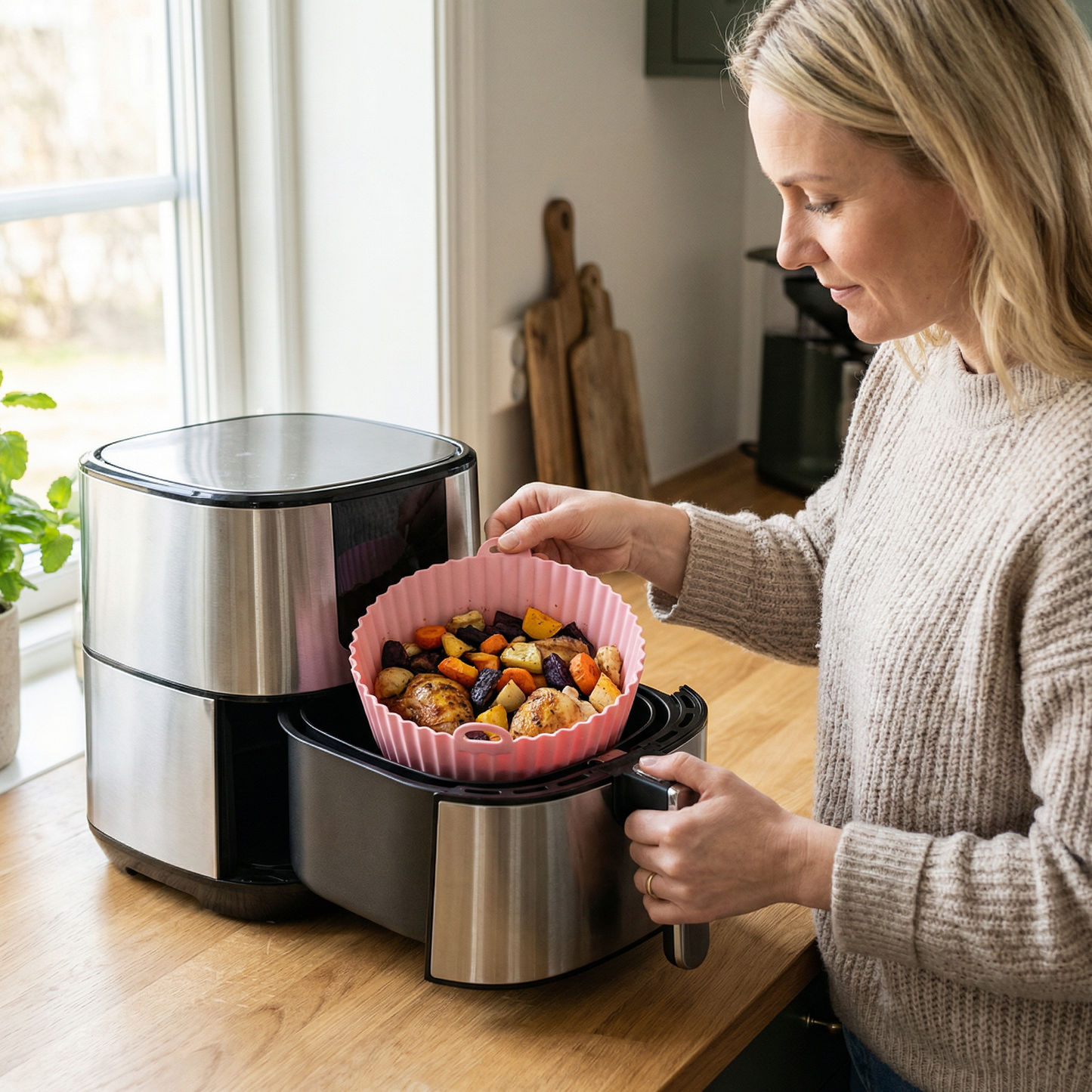Återanvändbar non-stick silikonform för airfryer