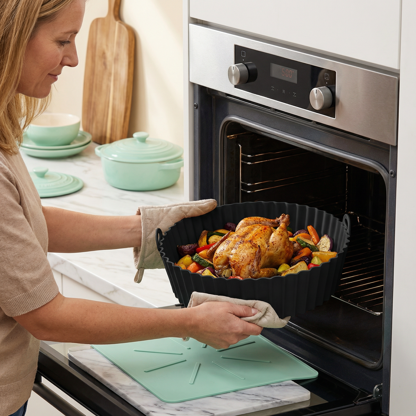 Återanvändbar non-stick silikonform för airfryer