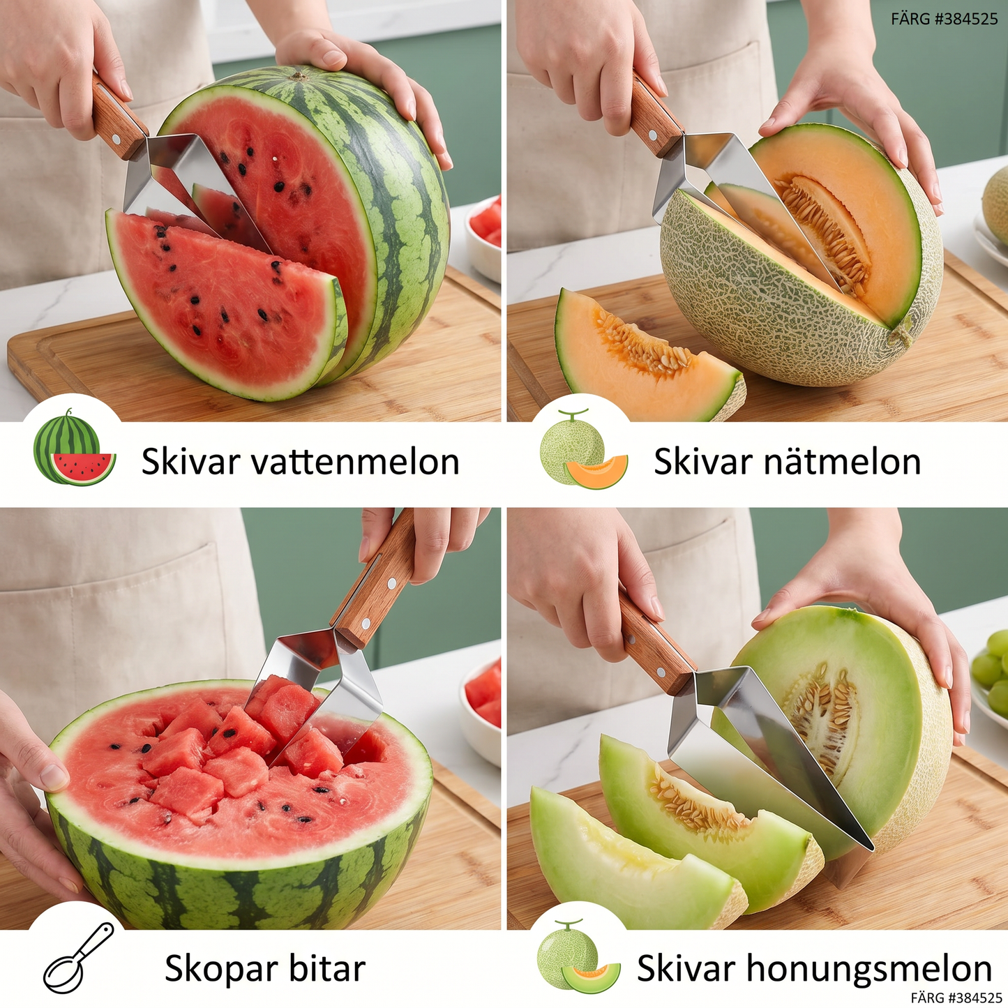 Stålslicer för Vattenmelon med Trähandtag – Ren och Snabb Portionering