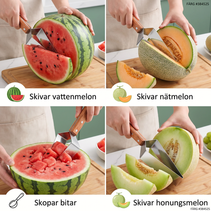 Stålslicer för Vattenmelon med Trähandtag – Ren och Snabb Portionering