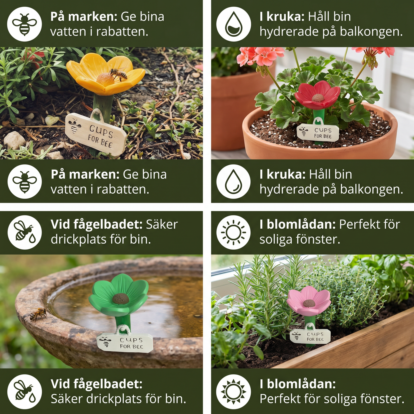 Blomformad Bivattnare – Färgglada Vattendispenser för Trädgården