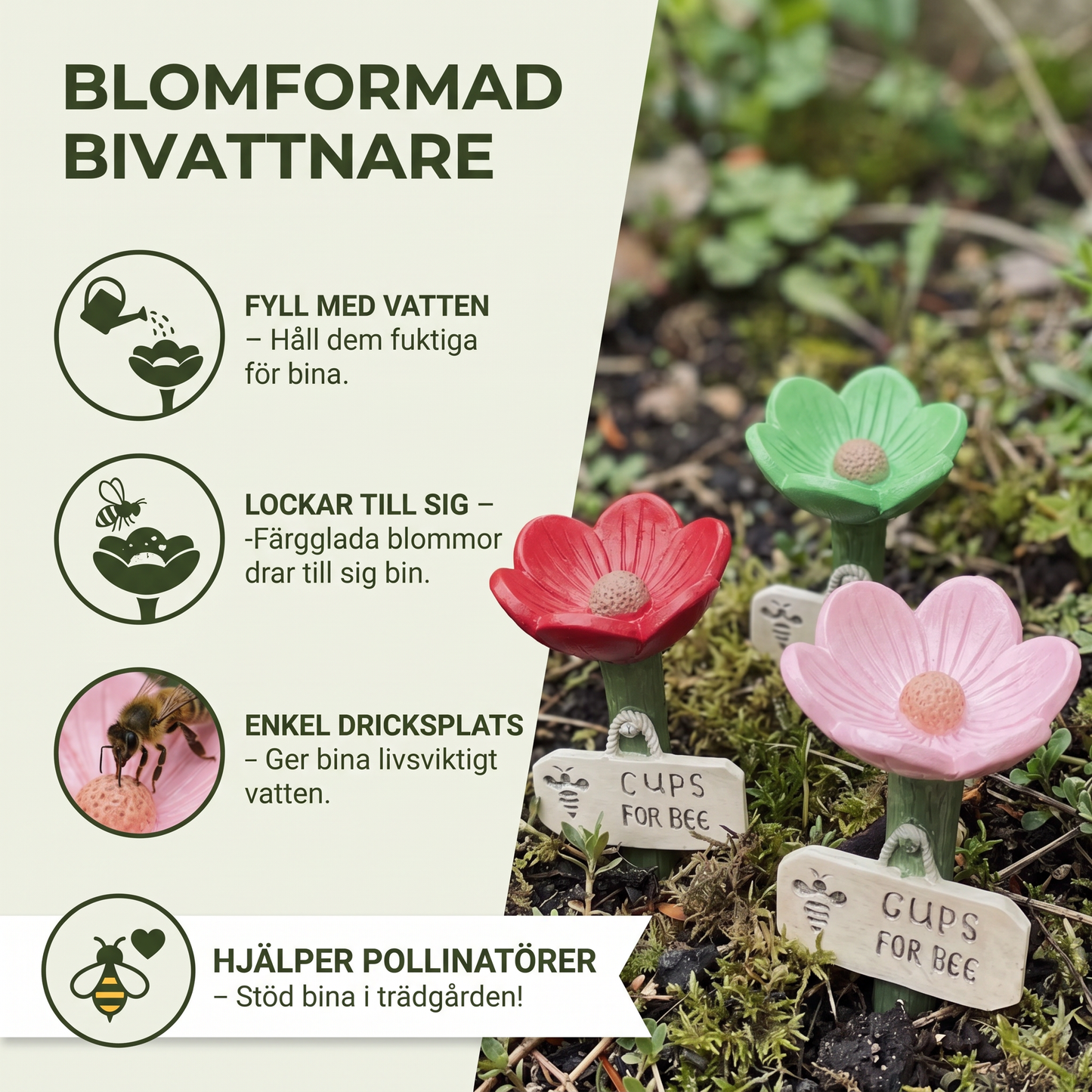 Blomformad Bivattnare – Färgglada Vattendispenser för Trädgården