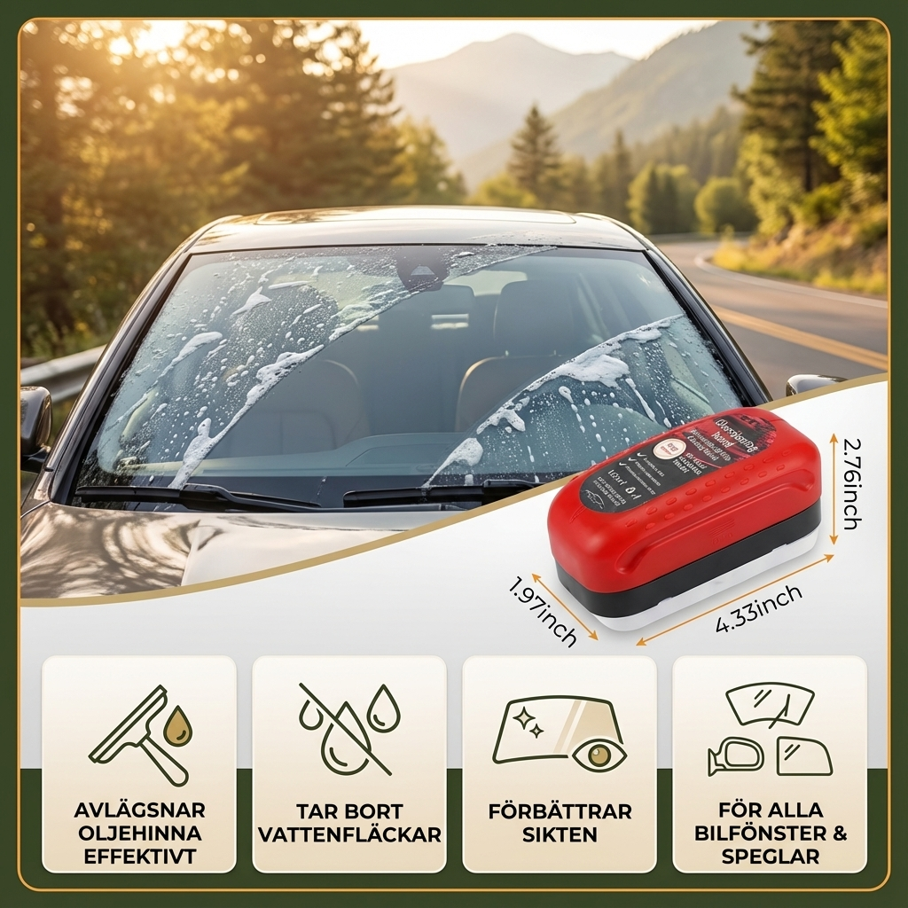 Vattenavvisande oljelagerborste för perfekt sikt