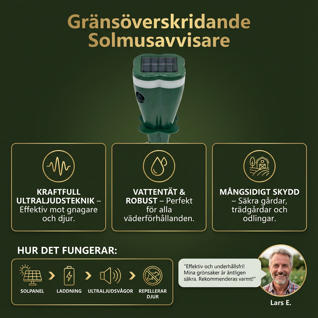 Solcellsdrivet Ultraljudsapparat för Djur och Insektsavvisning