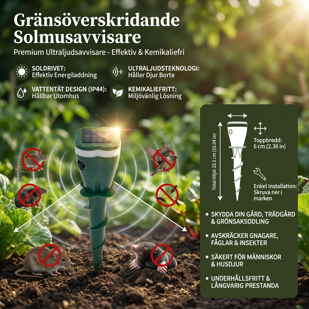 Solcellsdrivet Ultraljudsapparat för Djur och Insektsavvisning