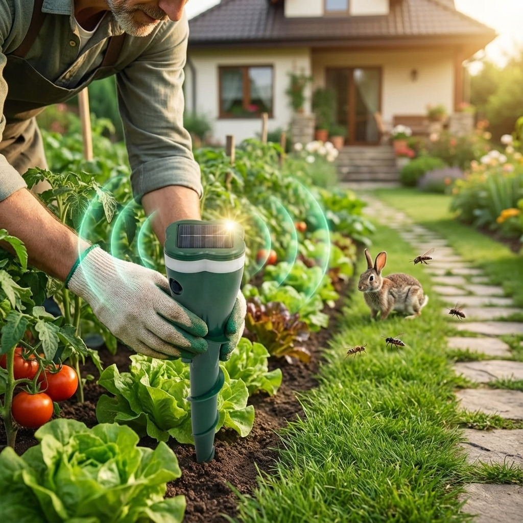 Solcellsdrivet Ultraljudsapparat för Djur och Insektsavvisning