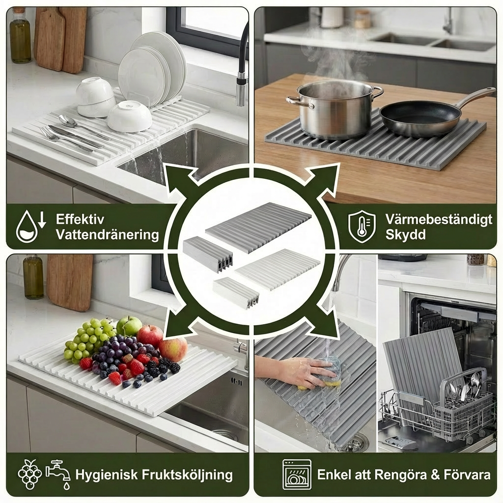 Hopfällbar Silikondroppmatta – Värmebeständig Design