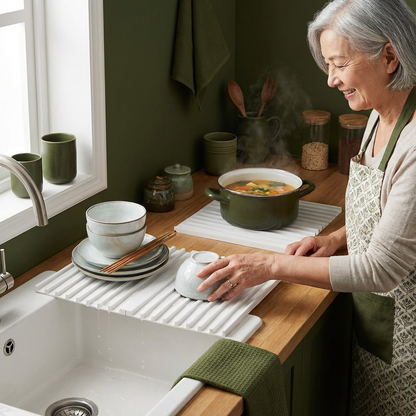 Hopfällbar Silikondroppmatta – Värmebeständig Design