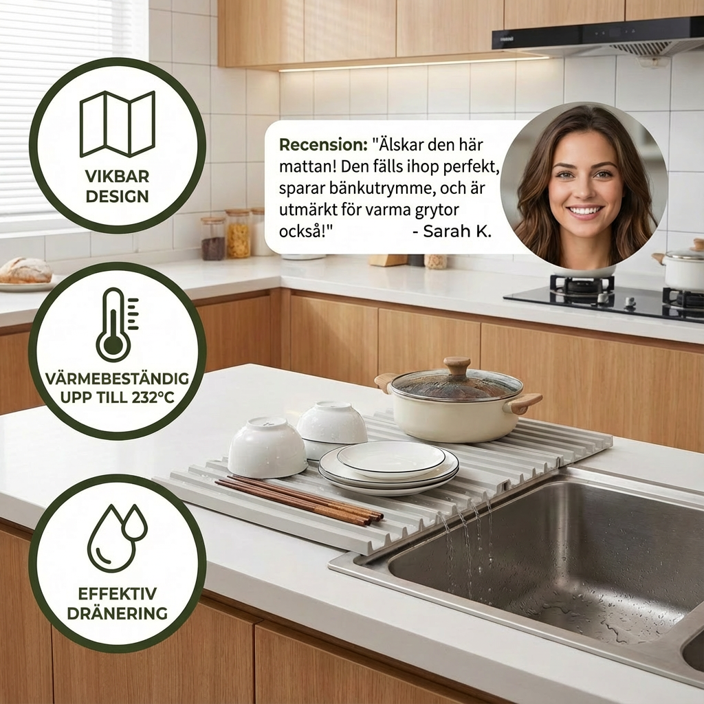 Hopfällbar Silikondroppmatta – Värmebeständig Design