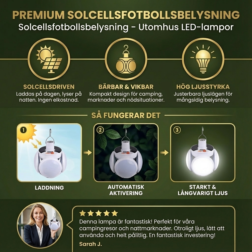 Praktisk Solcellslampa för Utomhus och Camping