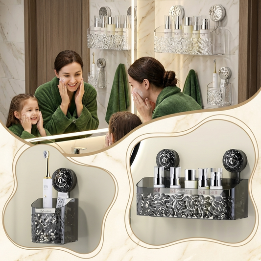 Sugkoppshylla för badrum